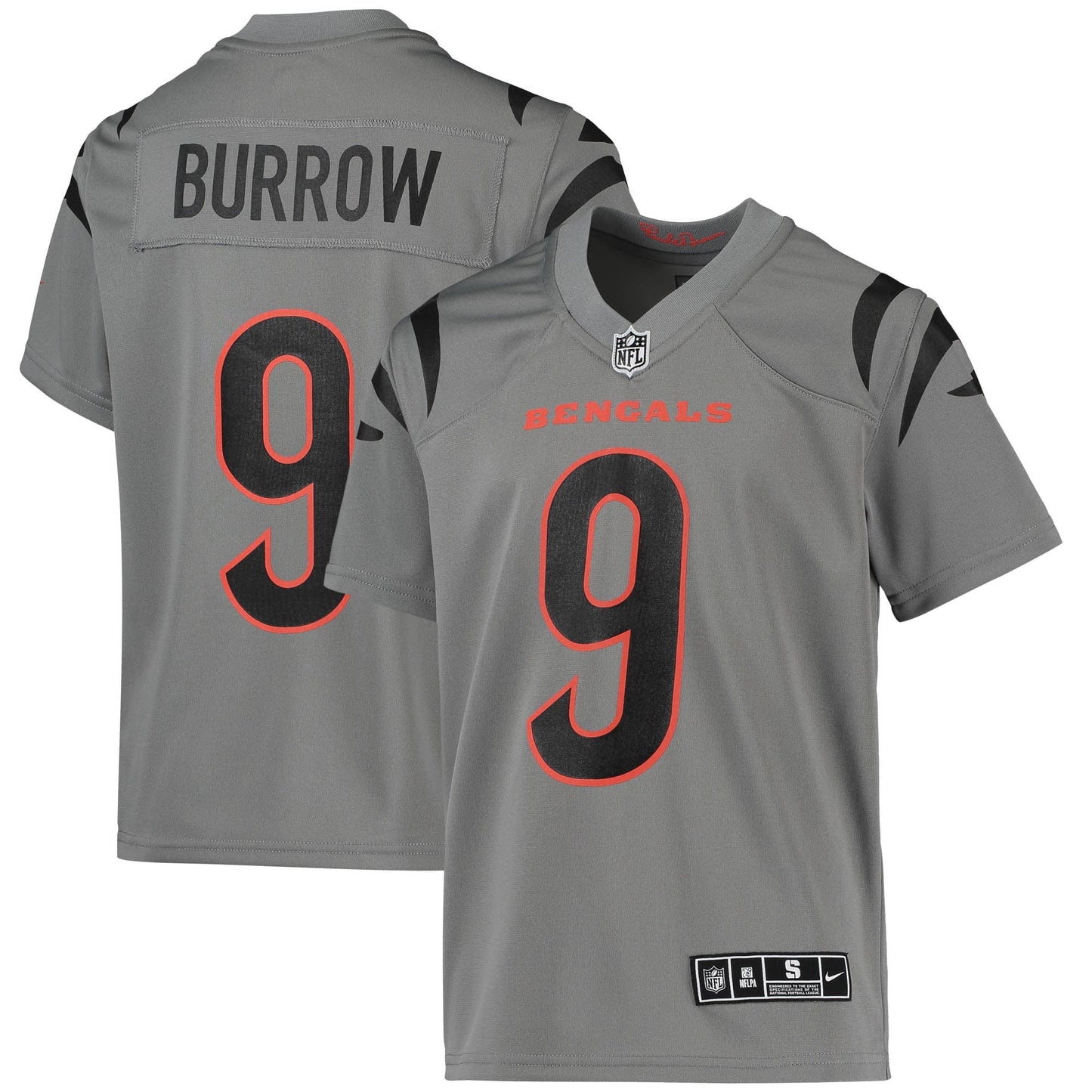 Youth Nike Joe Burrow Gray Cincinnati Bengals Inverted Team Game Jersey