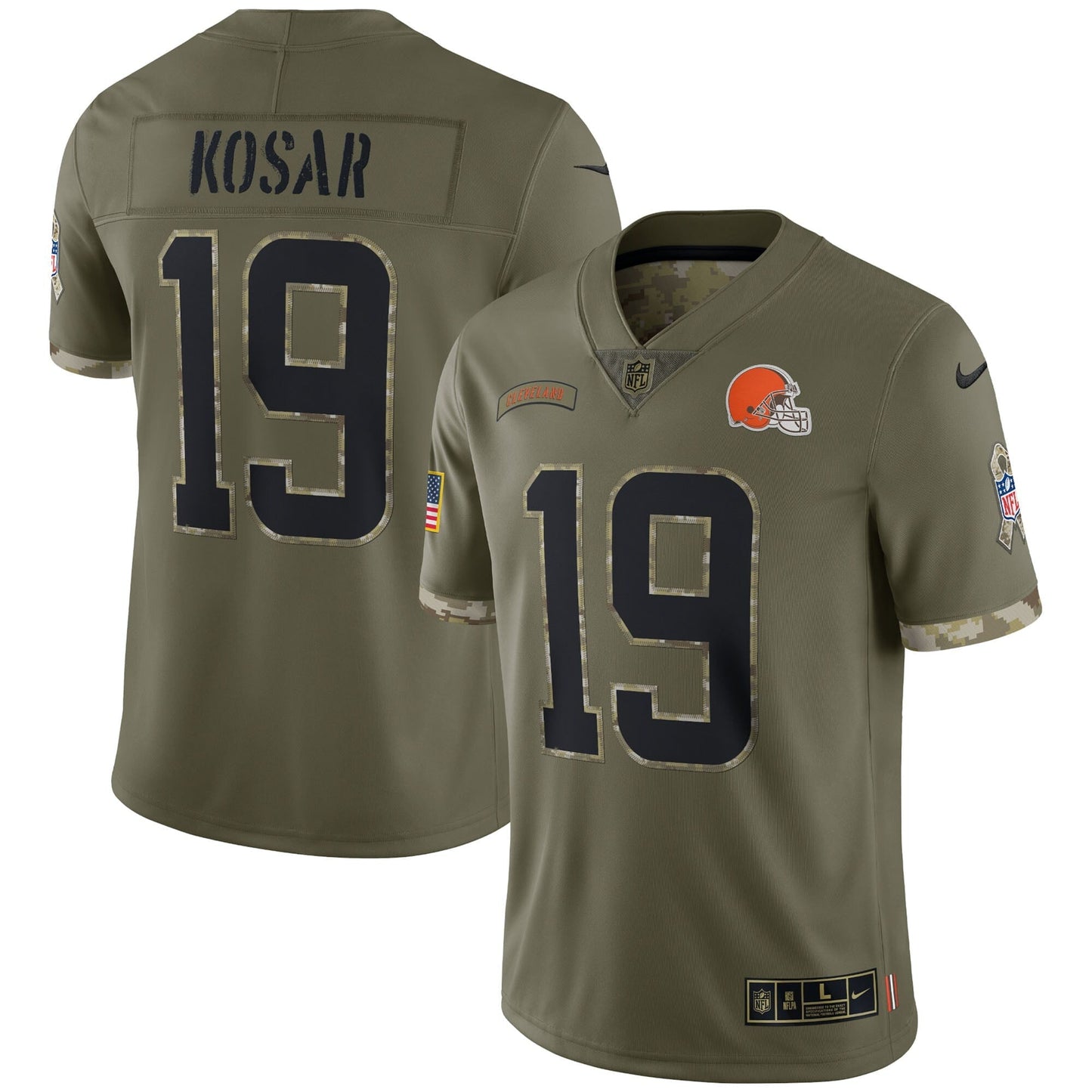 Men's Nike Bernie Kosar Olive Cleveland Browns 2022 Salute To Service Retired Player Limited Jersey