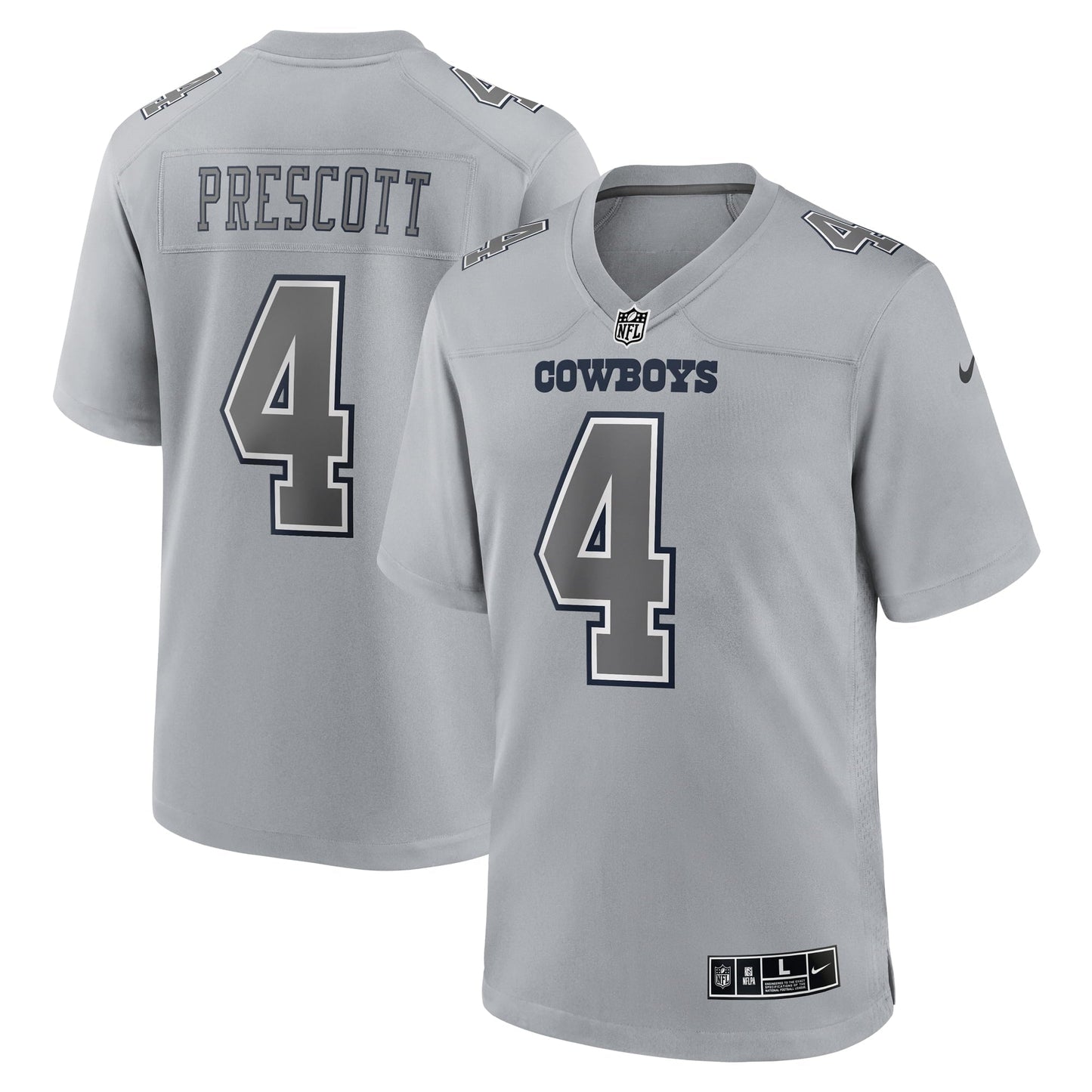 Men's Nike Dak Prescott Gray Dallas Cowboys Atmosphere Fashion Game Jersey
