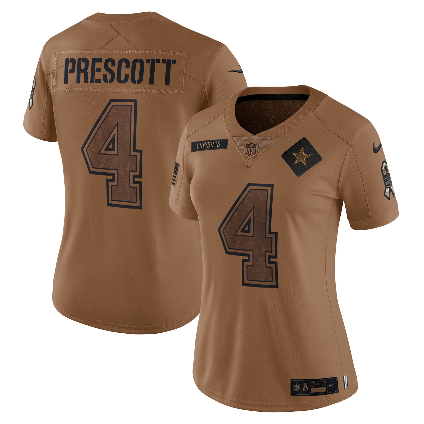 Dak Prescott Dallas Cowboys Nike Women's 2023 Salute To Service Limited Jersey - Brown